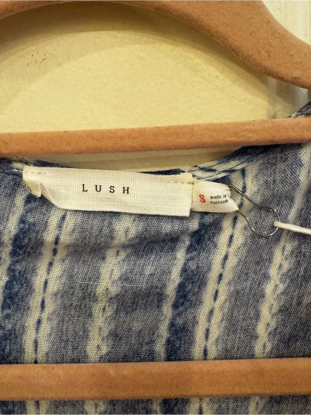 NWT LUSH Blue White Maxi Beach Cover Up Kimono Small